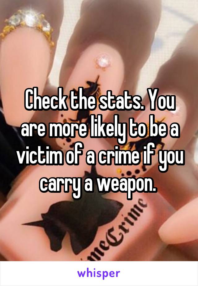 Check the stats. You are more likely to be a victim of a crime if you carry a weapon. 