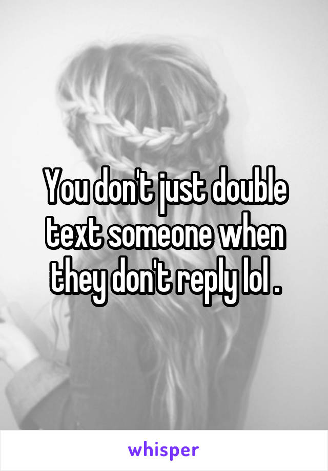 You don't just double text someone when they don't reply lol .