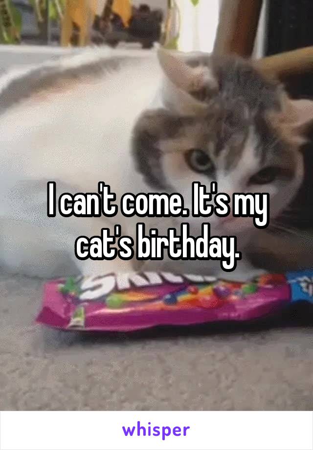 I can't come. It's my cat's birthday.