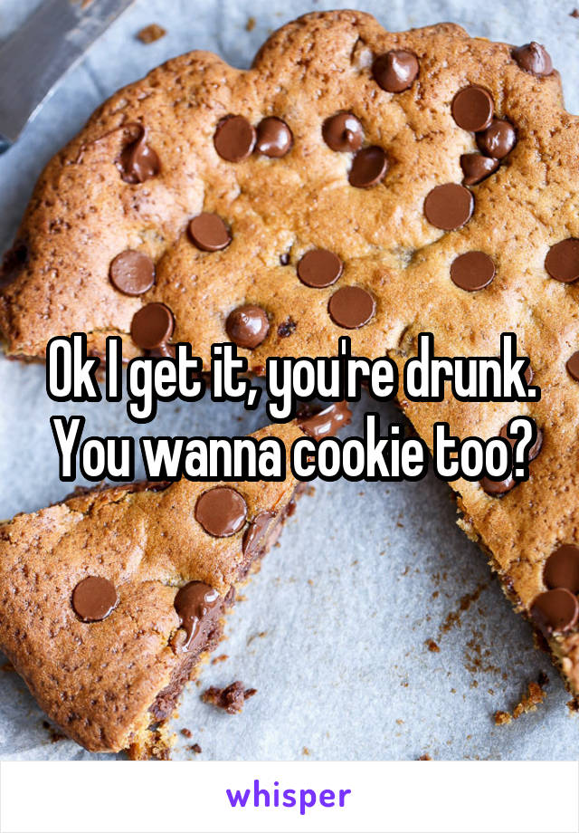 Ok I get it, you're drunk. You wanna cookie too?