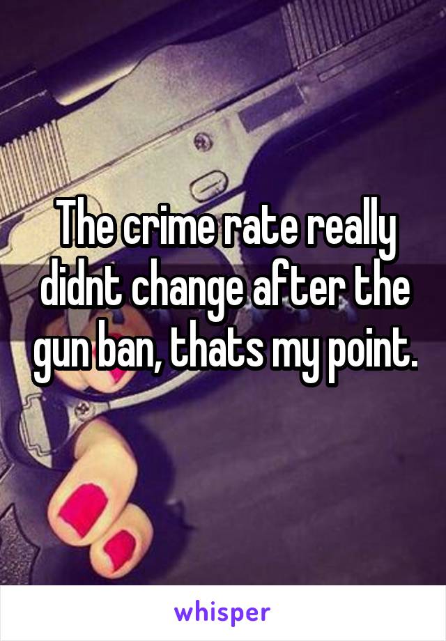 The crime rate really didnt change after the gun ban, thats my point. 