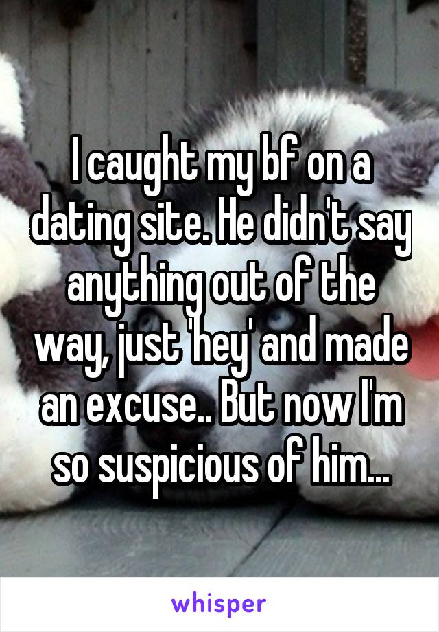 I caught my bf on a dating site. He didn't say anything out of the way, just 'hey' and made an excuse.. But now I'm so suspicious of him...
