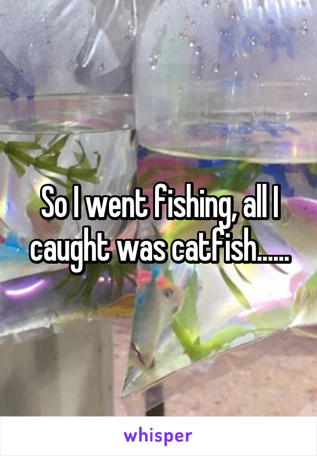 So I went fishing, all I caught was catfish......