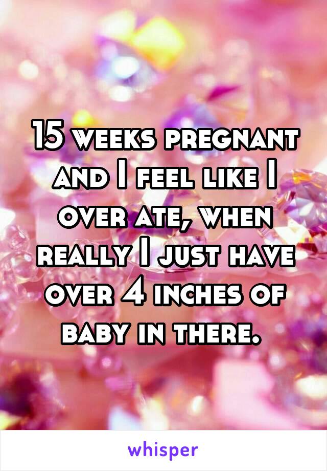 15 weeks pregnant and I feel like I over ate, when really I just have over 4 inches of baby in there. 