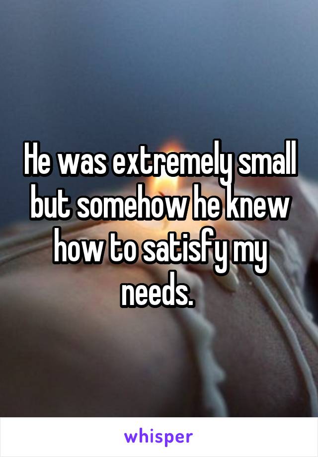 He was extremely small but somehow he knew how to satisfy my needs. 