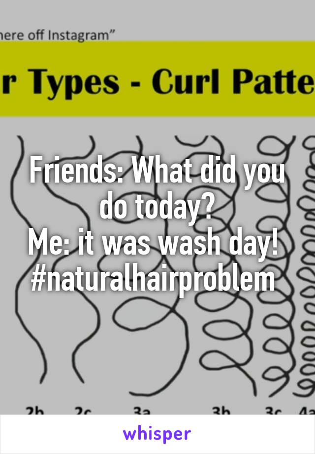Friends: What did you do today?
Me: it was wash day! 
#naturalhairproblem 