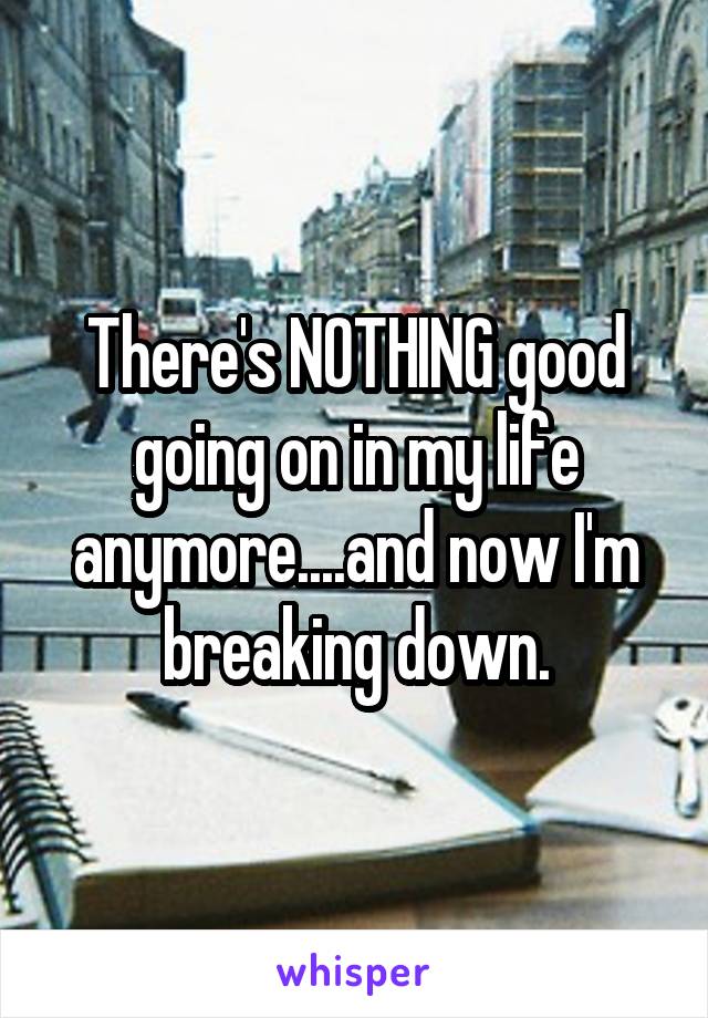 There's NOTHING good going on in my life anymore....and now I'm breaking down.