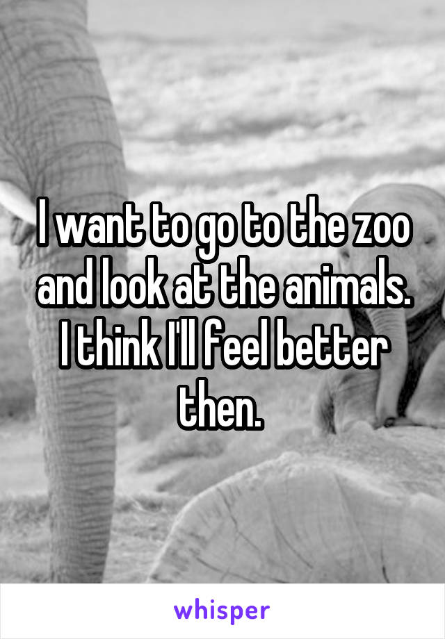 I want to go to the zoo and look at the animals. I think I'll feel better then. 