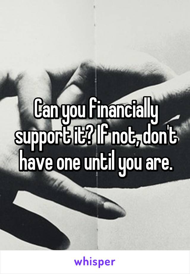 Can you financially support it? If not, don't have one until you are.