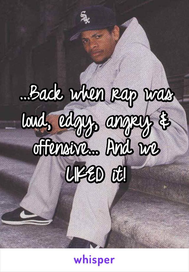 ...Back when rap was loud, edgy, angry & offensive... And we LIKED it!