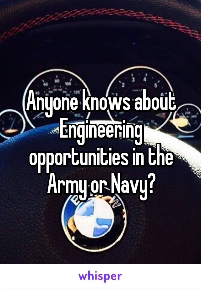 Anyone knows about Engineering opportunities in the Army or Navy?