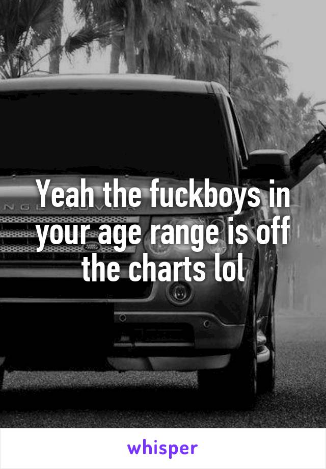 Yeah the fuckboys in your age range is off the charts lol