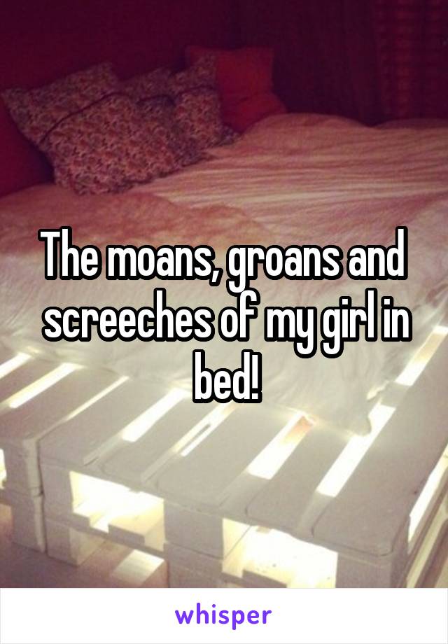 The moans, groans and  screeches of my girl in bed!