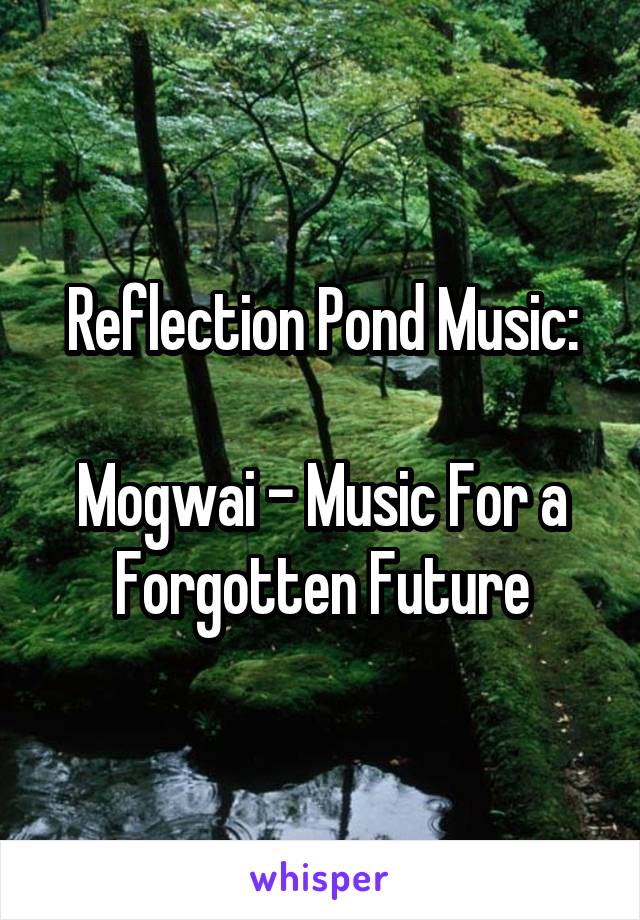 Reflection Pond Music:

Mogwai - Music For a Forgotten Future