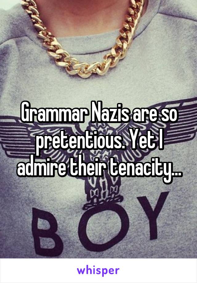 Grammar Nazis are so pretentious. Yet I admire their tenacity...