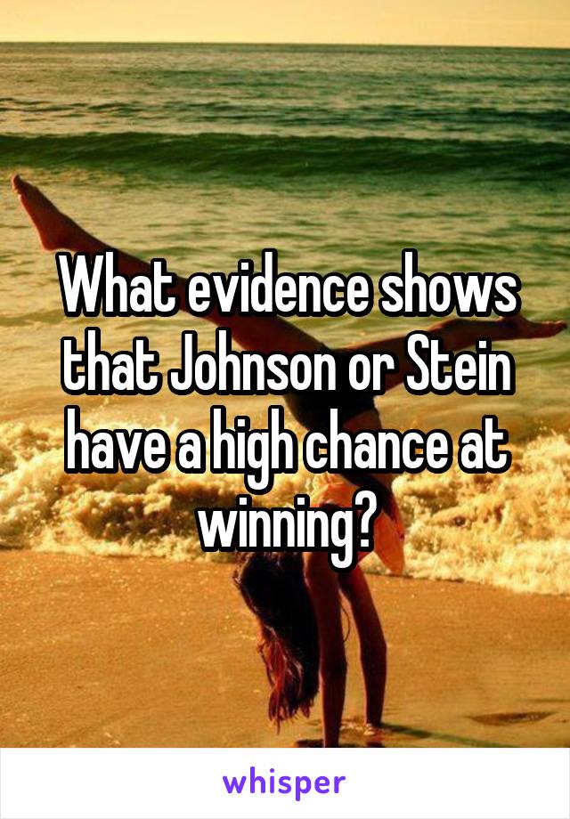 What evidence shows that Johnson or Stein have a high chance at winning?