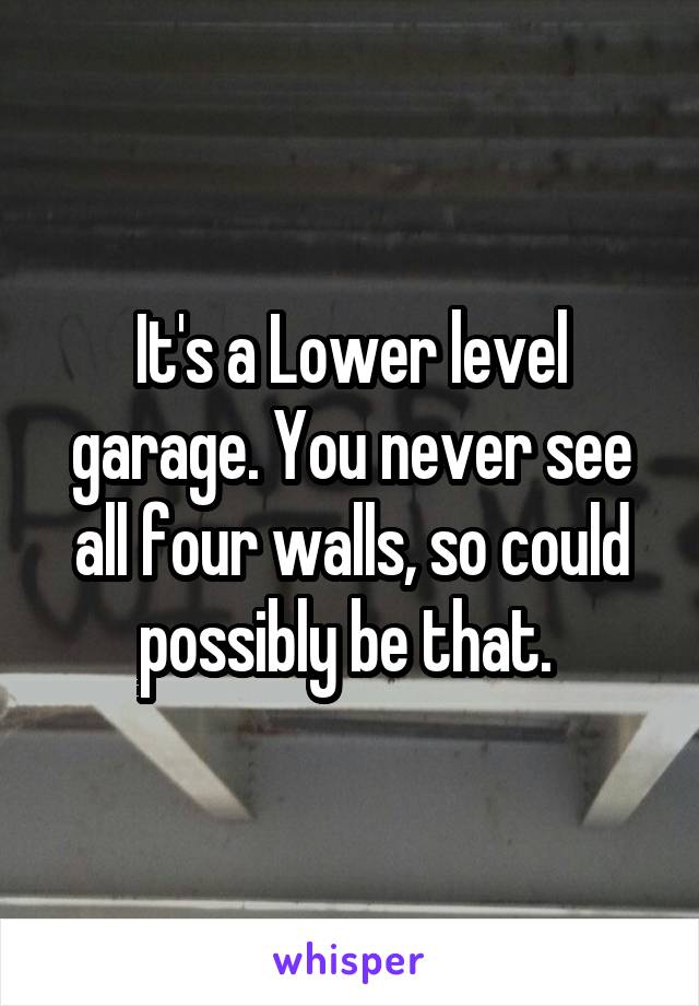 It's a Lower level garage. You never see all four walls, so could possibly be that. 