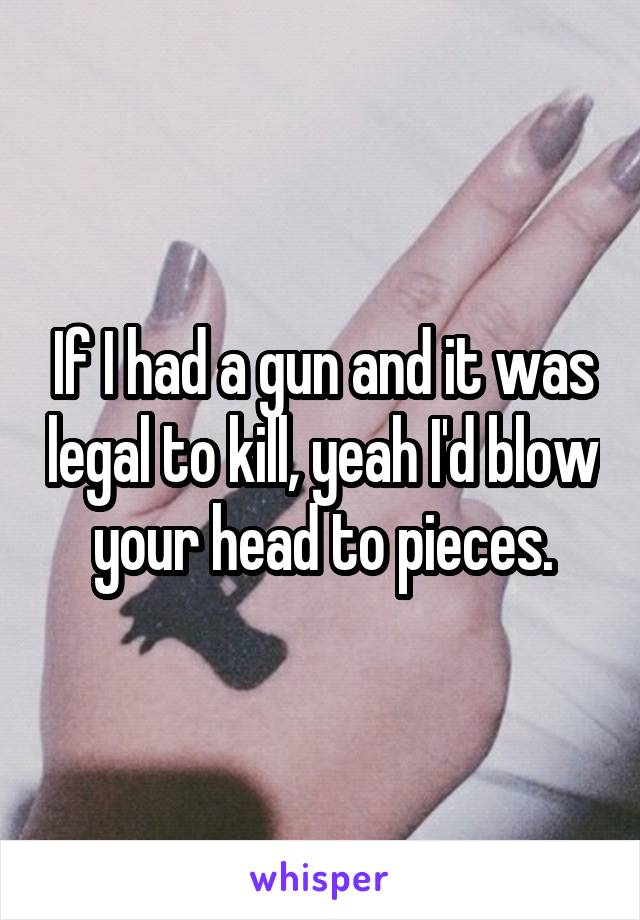 If I had a gun and it was legal to kill, yeah I'd blow your head to pieces.