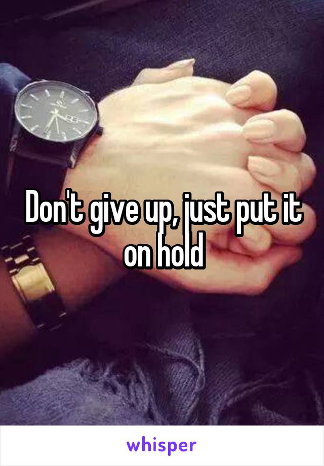 Don't give up, just put it on hold