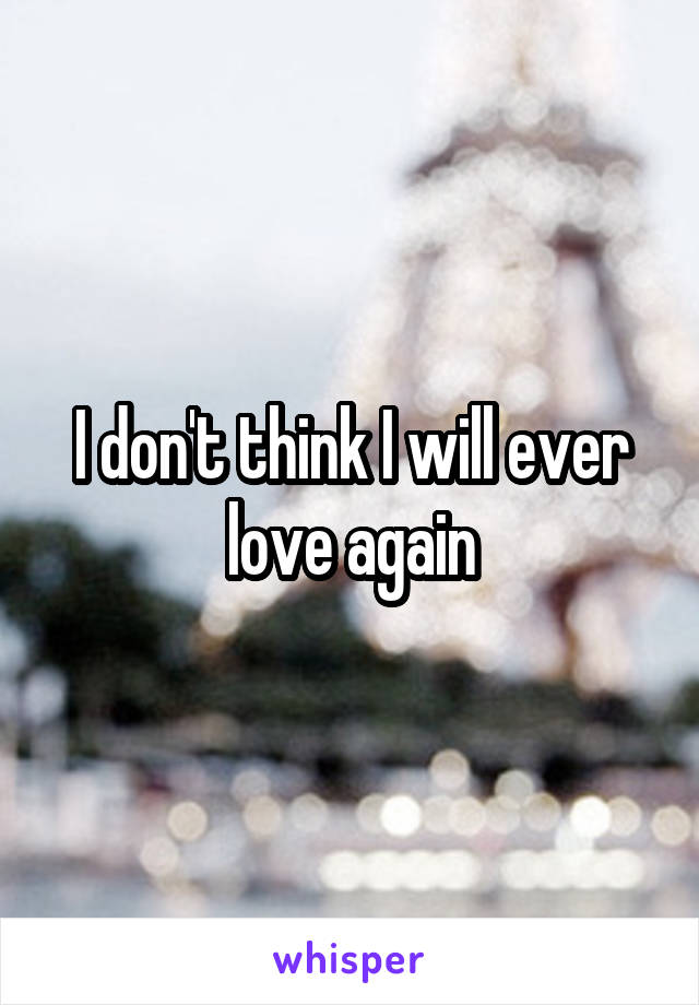 I don't think I will ever love again