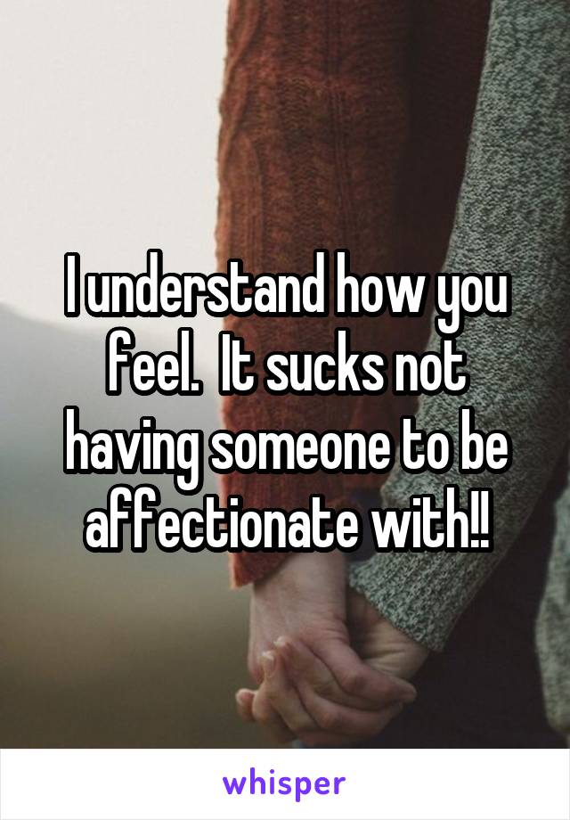 I understand how you feel.  It sucks not having someone to be affectionate with!!