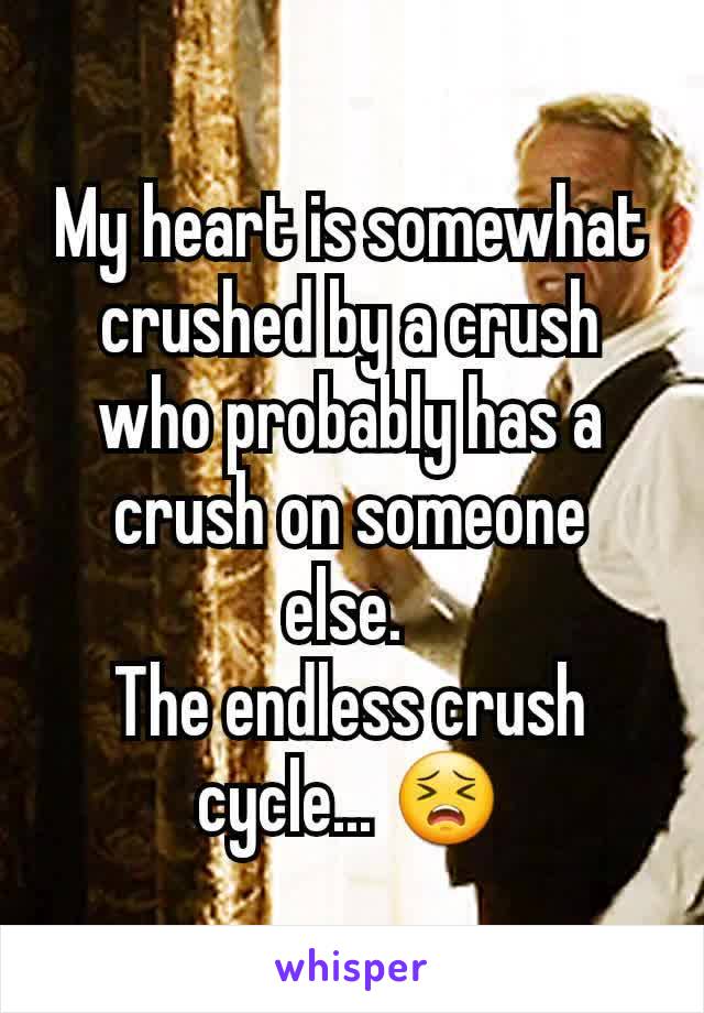 My heart is somewhat crushed by a crush who probably has a crush on someone else. 
The endless crush cycle... 😣