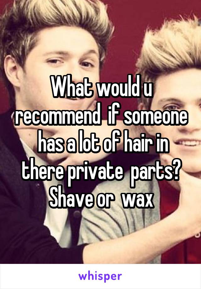 What would u recommend  if someone  has a lot of hair in there private  parts? Shave or  wax