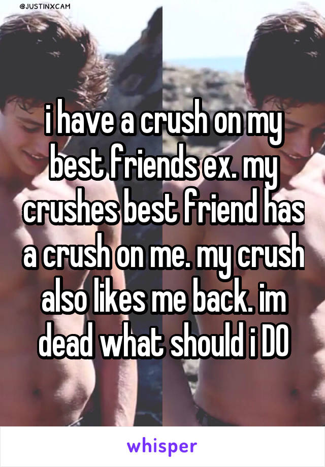 i have a crush on my best friends ex. my crushes best friend has a crush on me. my crush also likes me back. im dead what should i DO