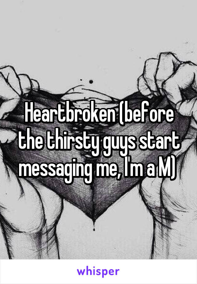 Heartbroken (before the thirsty guys start messaging me, I'm a M) 