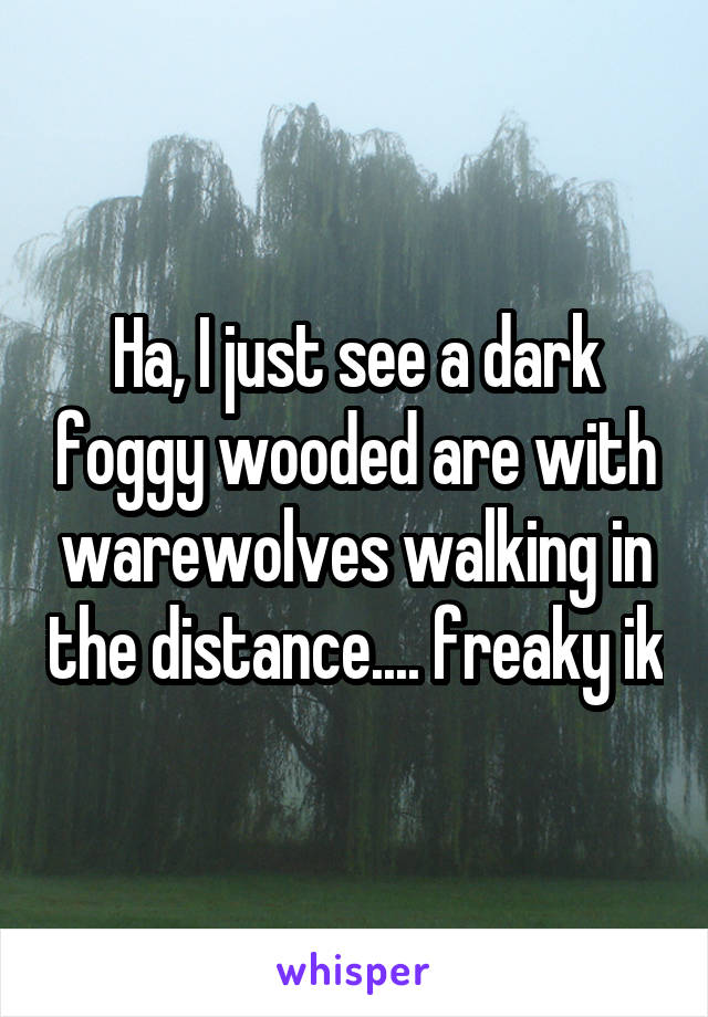 Ha, I just see a dark foggy wooded are with warewolves walking in the distance.... freaky ik