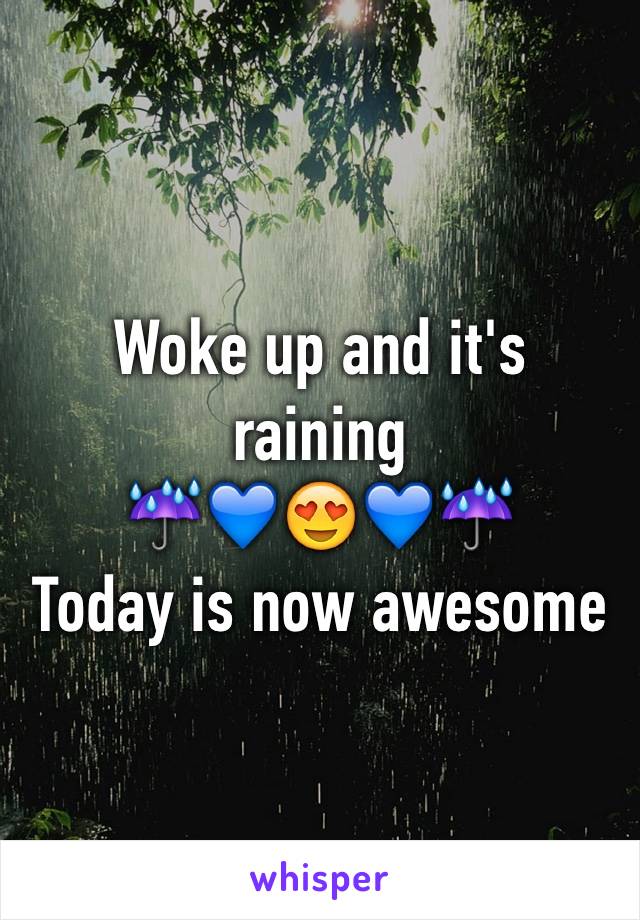 Woke up and it's raining
☔️💙😍💙☔️
Today is now awesome