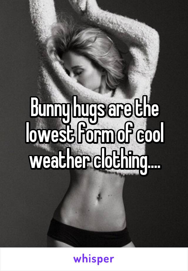 Bunny hugs are the lowest form of cool weather clothing....