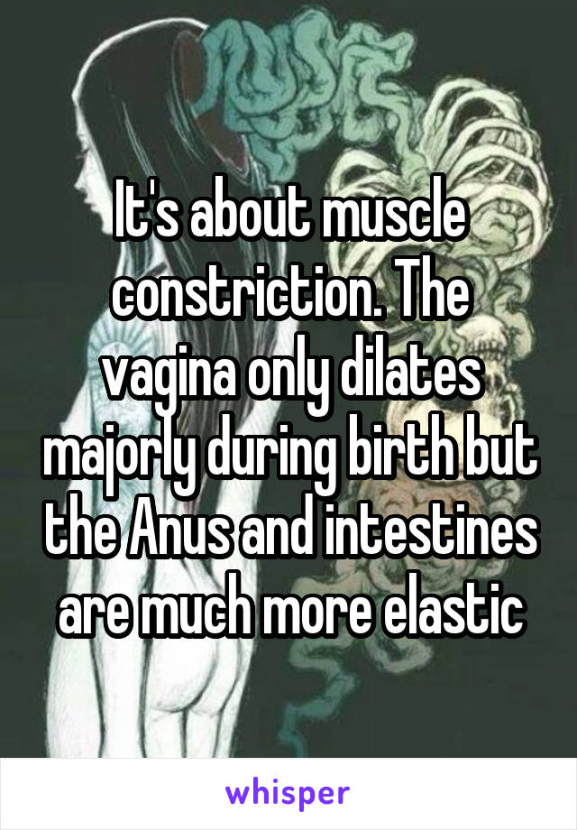 It's about muscle constriction. The vagina only dilates majorly during birth but the Anus and intestines are much more elastic