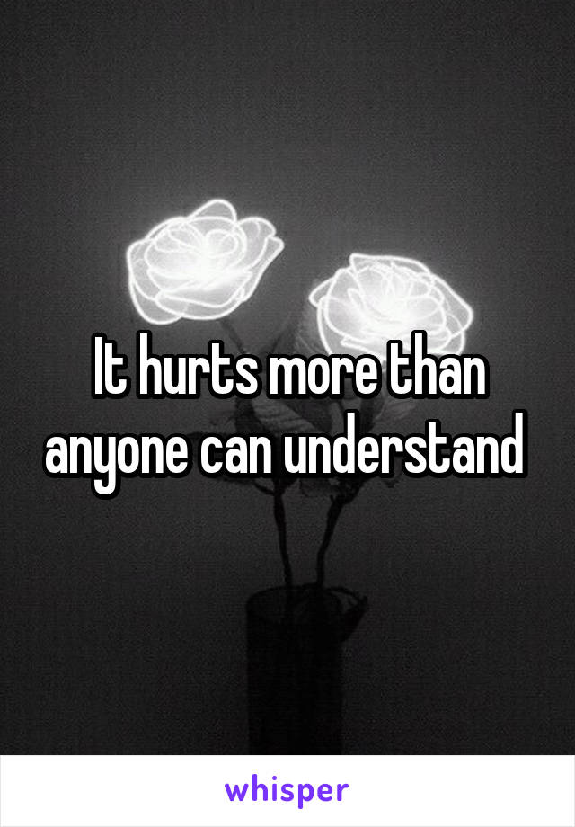 It hurts more than anyone can understand 