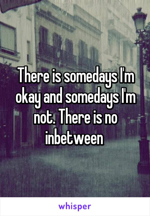 There is somedays I'm okay and somedays I'm not. There is no inbetween 