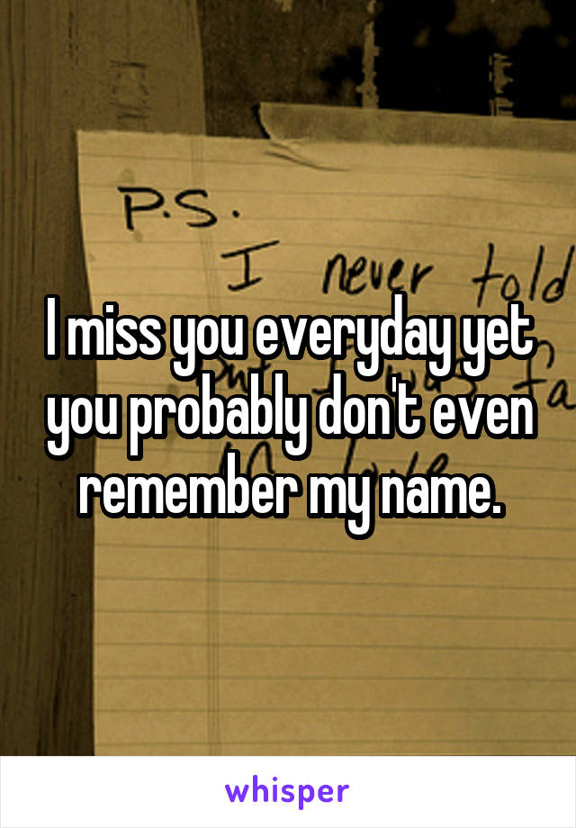 I miss you everyday yet you probably don't even remember my name.