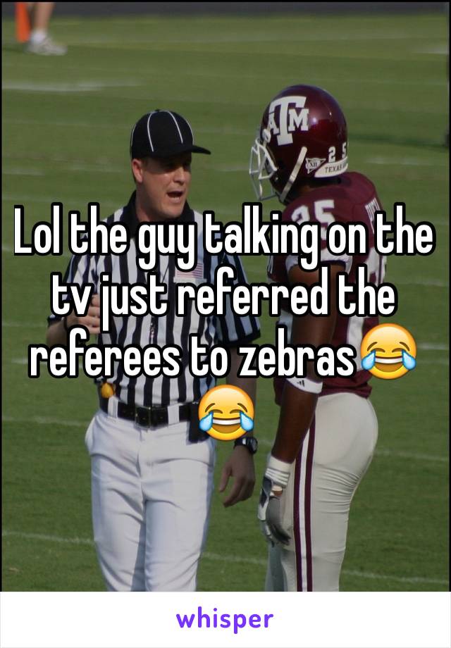 Lol the guy talking on the tv just referred the referees to zebras😂😂