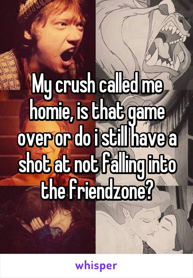 My crush called me homie, is that game over or do i still have a shot at not falling into the friendzone?