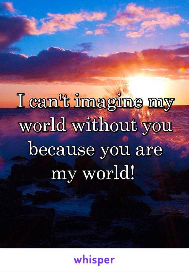 I can't imagine my world without you because you are my world! 