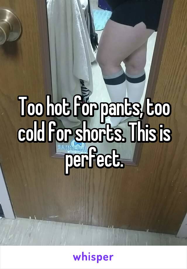 Too hot for pants, too cold for shorts. This is perfect.