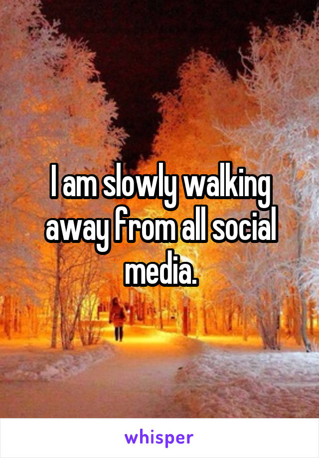 I am slowly walking away from all social media.