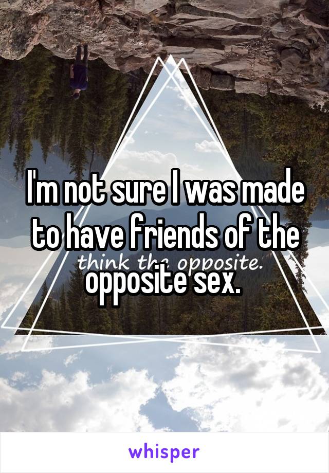 I'm not sure I was made to have friends of the opposite sex. 