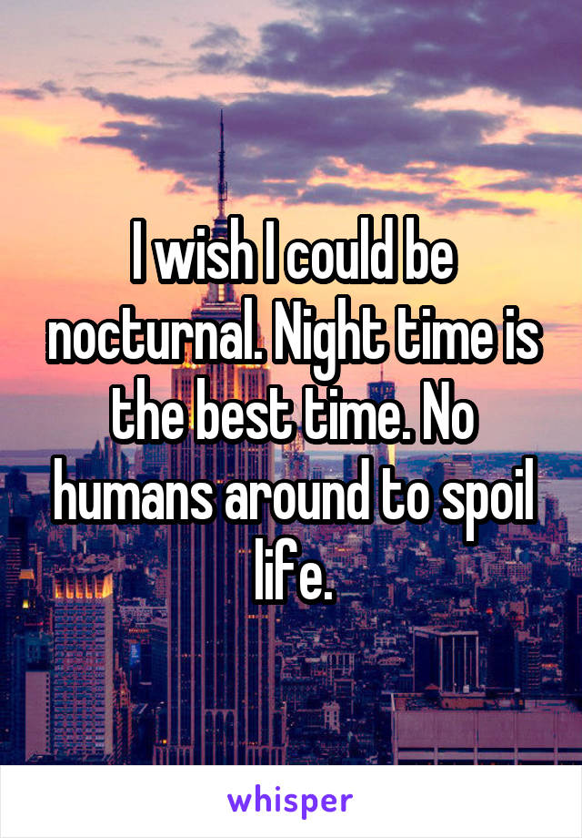 I wish I could be nocturnal. Night time is the best time. No humans around to spoil life.