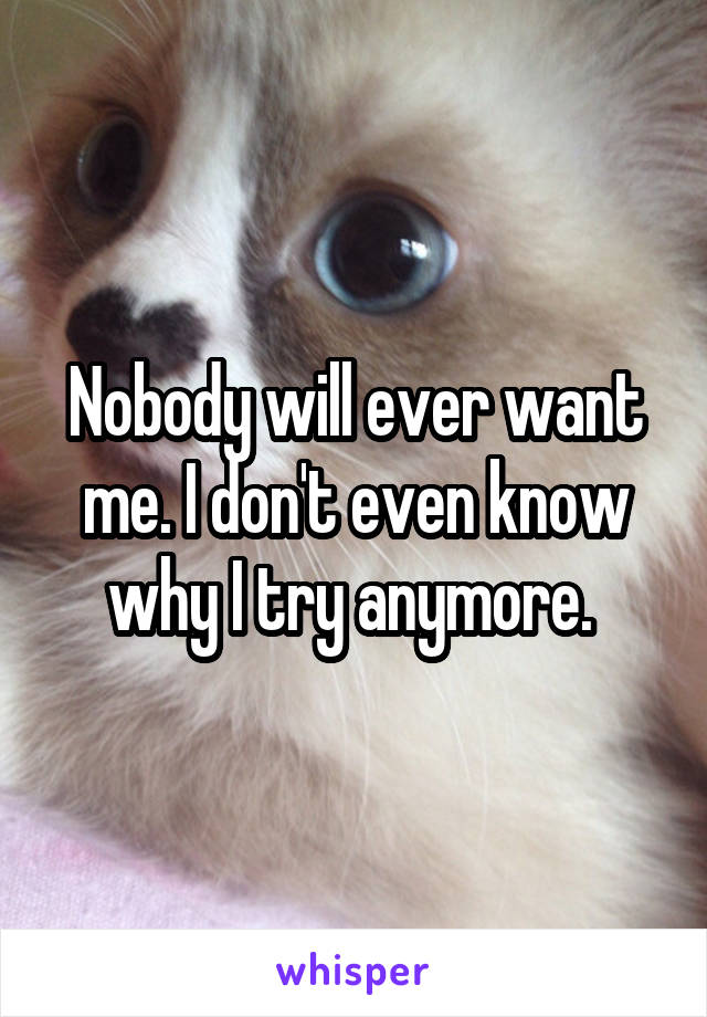 Nobody will ever want me. I don't even know why I try anymore. 