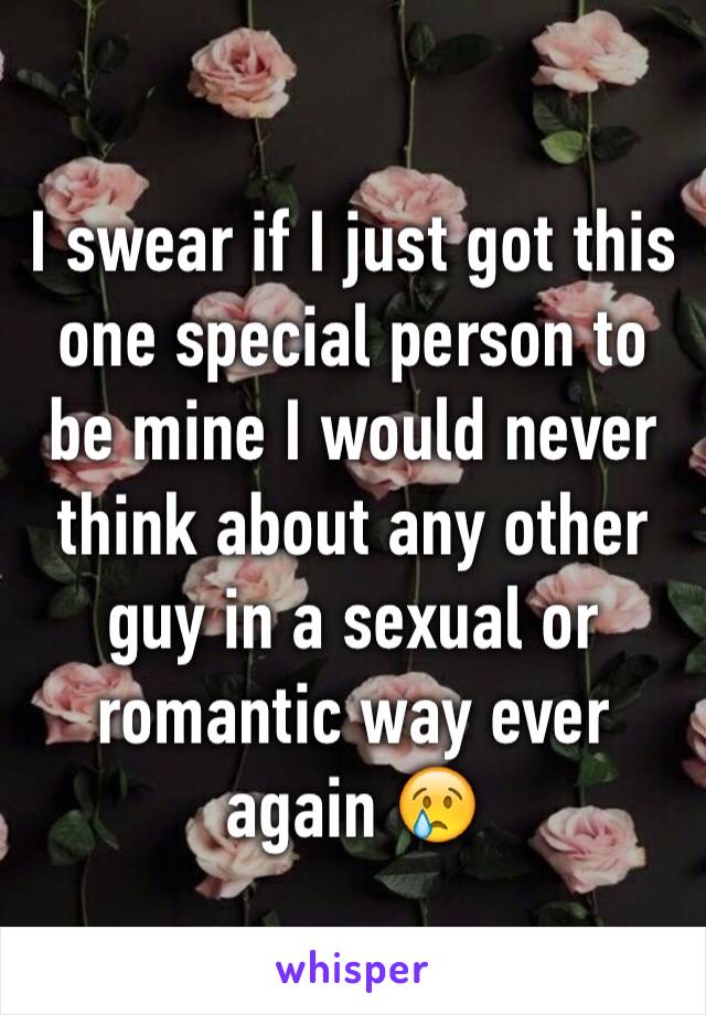 I swear if I just got this one special person to be mine I would never think about any other guy in a sexual or romantic way ever again 😢