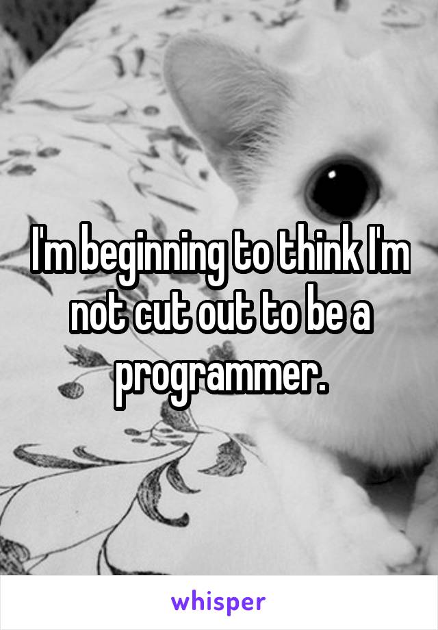 I'm beginning to think I'm not cut out to be a programmer.