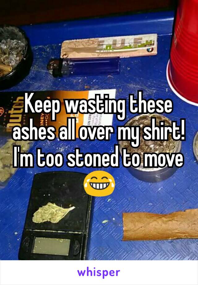 Keep wasting these ashes all over my shirt! I'm too stoned to move 😂