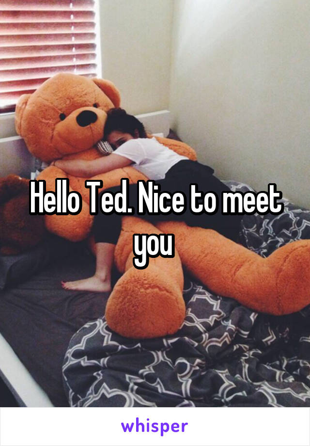 Hello Ted. Nice to meet you 