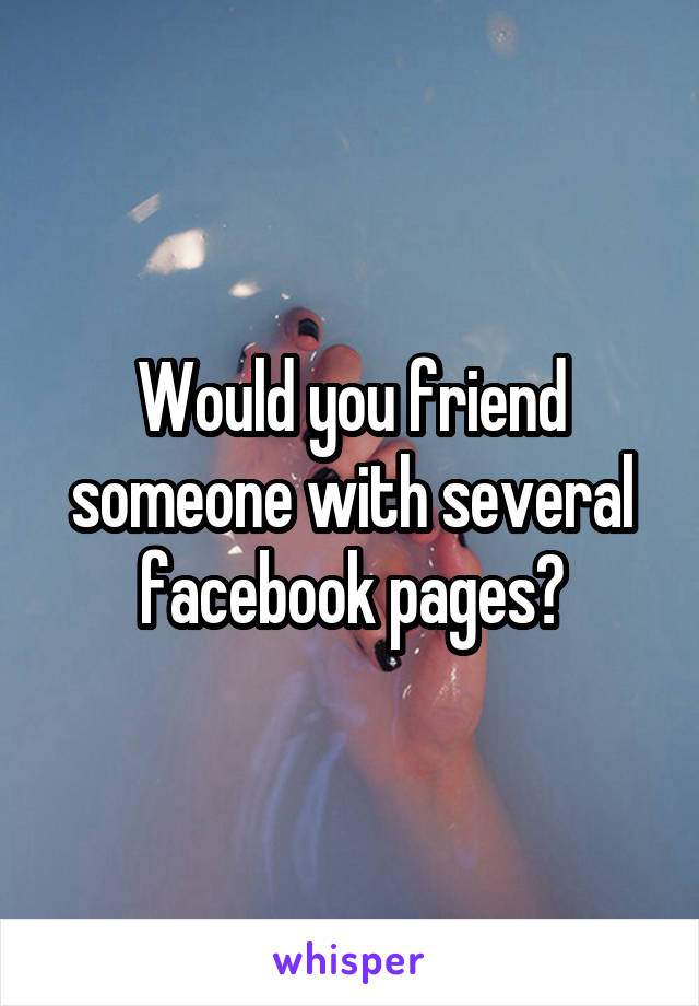 Would you friend someone with several facebook pages?