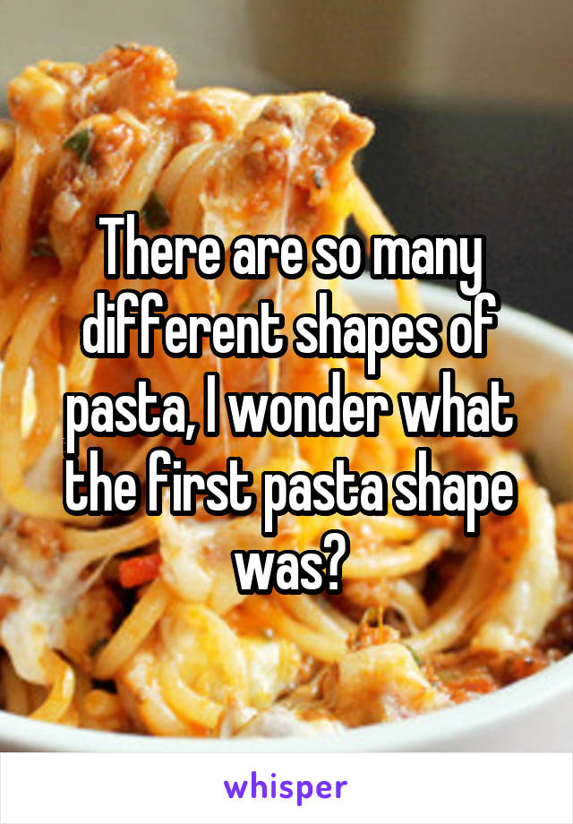 There are so many different shapes of pasta, I wonder what the first pasta shape was?